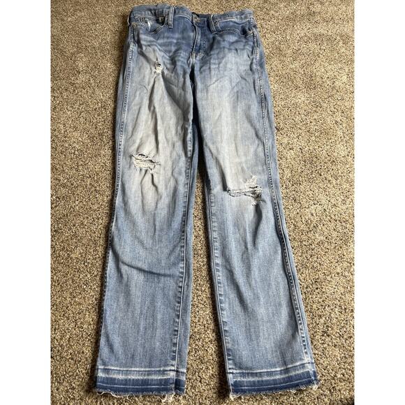 J. Crew Distressed Blue Jeans Stretch Denim Size 30T Tall - Picture 1 of 11